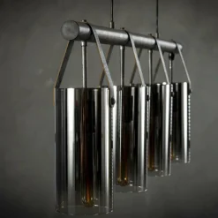 hofstein Suspension Pompehuis Acier brossé, 4 lumières