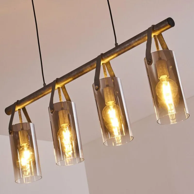 Suspension Verre Fumé-hofstein Suspension Pompehuis Gris, Noir, 4 lumières