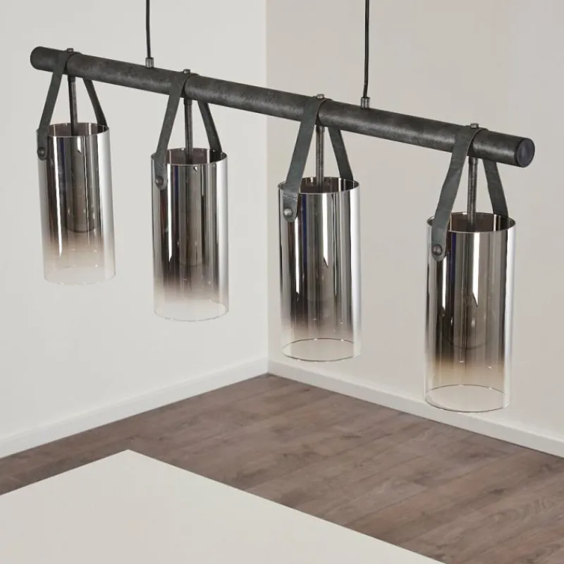 Suspension Verre Fumé-hofstein Suspension Pompehuis Gris, Noir, 4 lumières
