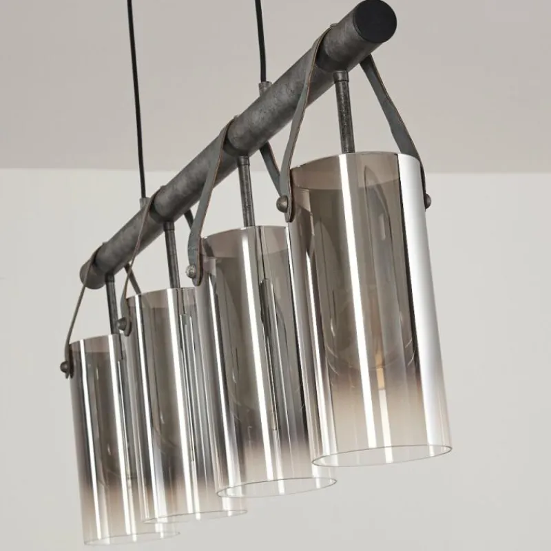 Suspension Verre Fumé-hofstein Suspension Pompehuis Gris, Noir, 4 lumières