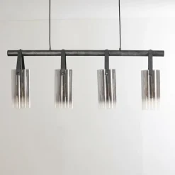 Suspension Verre Fumé-hofstein Suspension Pompehuis Gris, Noir, 4 lumières