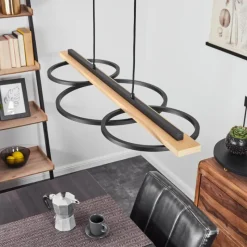 hofstein Suspension Pompu LED Écru, Noir, 3 lumières