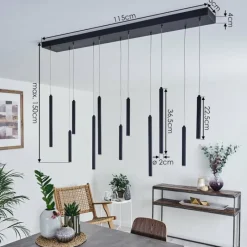 hofstein Suspension Porquera LED Noir, 11 lumières
