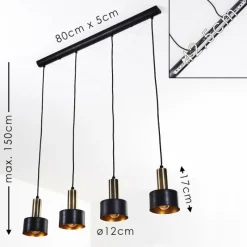 Lampes En Tissu-hofstein Suspension Pretoria LED Laiton, Noir, 4 lumières