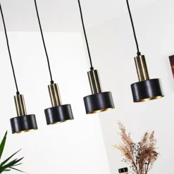 Lampes En Tissu-hofstein Suspension Pretoria LED Laiton, Noir, 4 lumières