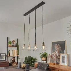 hofstein Suspension Quento Noir doré, 4 lumières