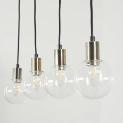 hofstein Suspension Quento Noir doré, 4 lumières