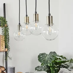 hofstein Suspension Quento Noir doré, 4 lumières