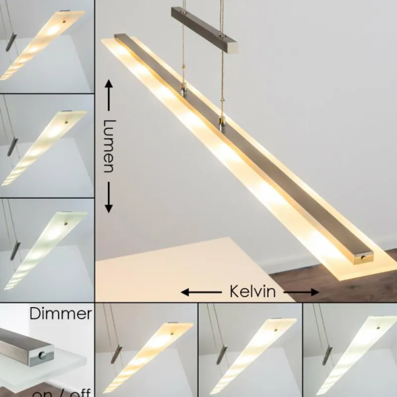 hofstein Suspension Ramsele LED Chrome, Nickel mat, 7 lumières