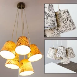 Lampes En Tissu-hofstein Suspension RANKIN Nickel mat, 5 lumières