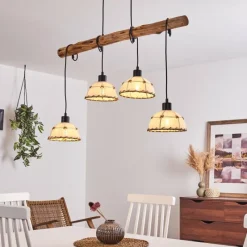 Lampes En Tissu-hofstein Suspension Rarasi Noir, 4 lumières