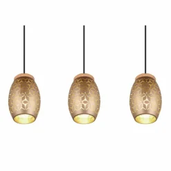 Lampes En Bois-Luminaires Reality Suspension Reality BIDAR Brun, Écru, 3 lumières