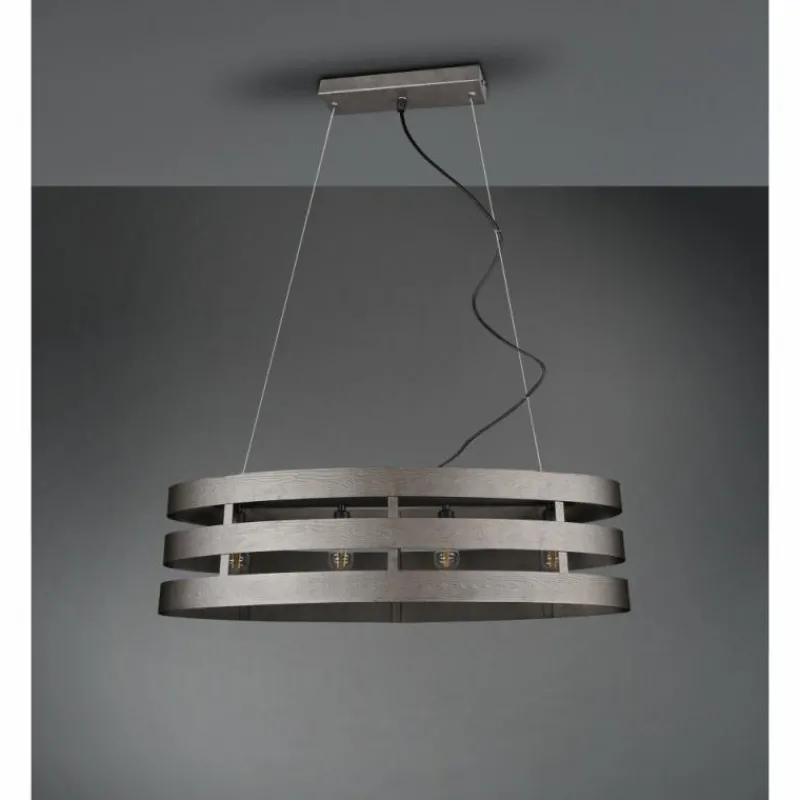 Luminaires Reality Suspension Reality Duncan LED Brun foncé, Nickel mat, 4 lumières* Éclairage Led