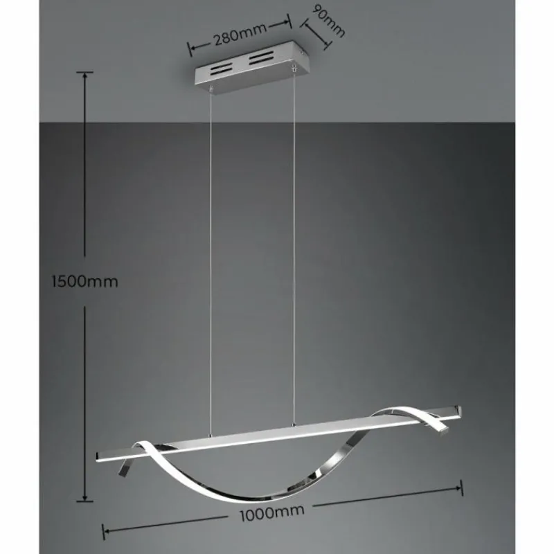 Luminaires Reality Suspension Reality Isabel LED Chrome, 1 lumière* Éclairage Led