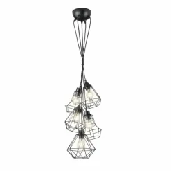 Lampes Industrielles-Luminaires Reality Suspension Reality Meike Noir, 5 lumières