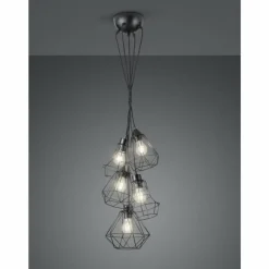 Lampes Industrielles-Luminaires Reality Suspension Reality Meike Noir, 5 lumières