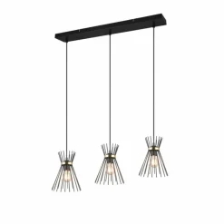 Lampes Dorées-Luminaires Reality Suspension Reality ROD Or, Noir, 3 lumières