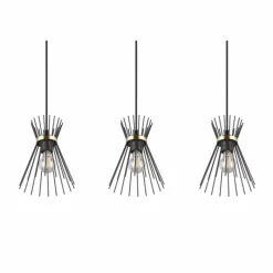 Lampes Dorées-Luminaires Reality Suspension Reality ROD Or, Noir, 3 lumières