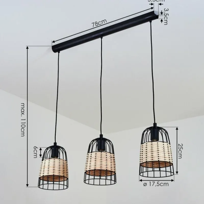 Style Boho-Chic-hofstein Suspension Recinto Noir, 3 lumières