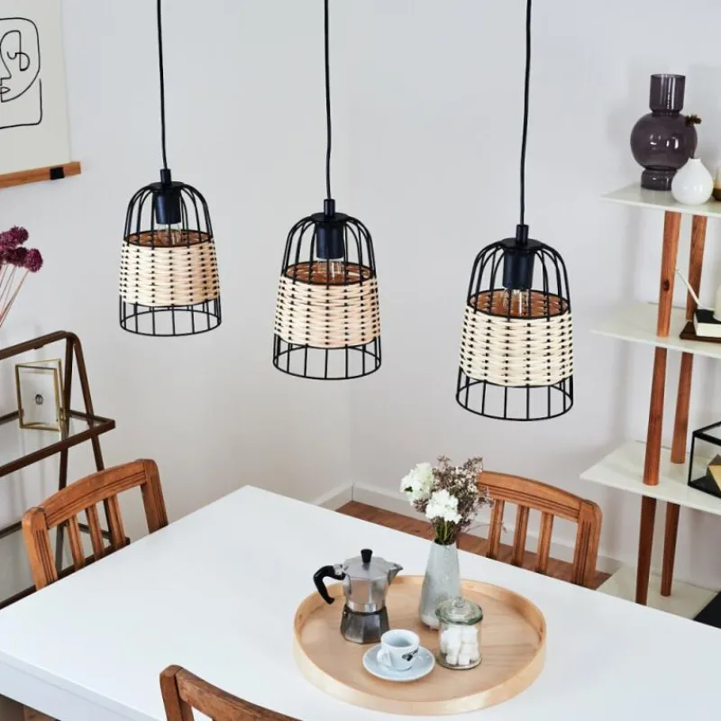 Style Boho-Chic-hofstein Suspension Recinto Noir, 3 lumières