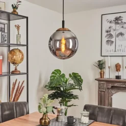 Suspension Verre Fumé-hofstein Suspension Recoutas Noir, 1 lumière