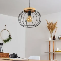Style Boho-Chic-hofstein Suspension Refresco Bois foncé, Noir, 1 lumière