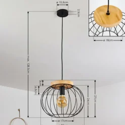 Style Boho-Chic-hofstein Suspension Refresco Bois foncé, Noir, 1 lumière