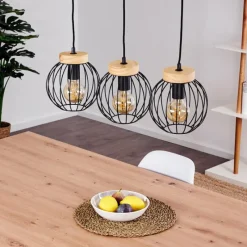 Lampes Vintages & Rétros-hofstein Suspension Refresco Noir, 3 lumières