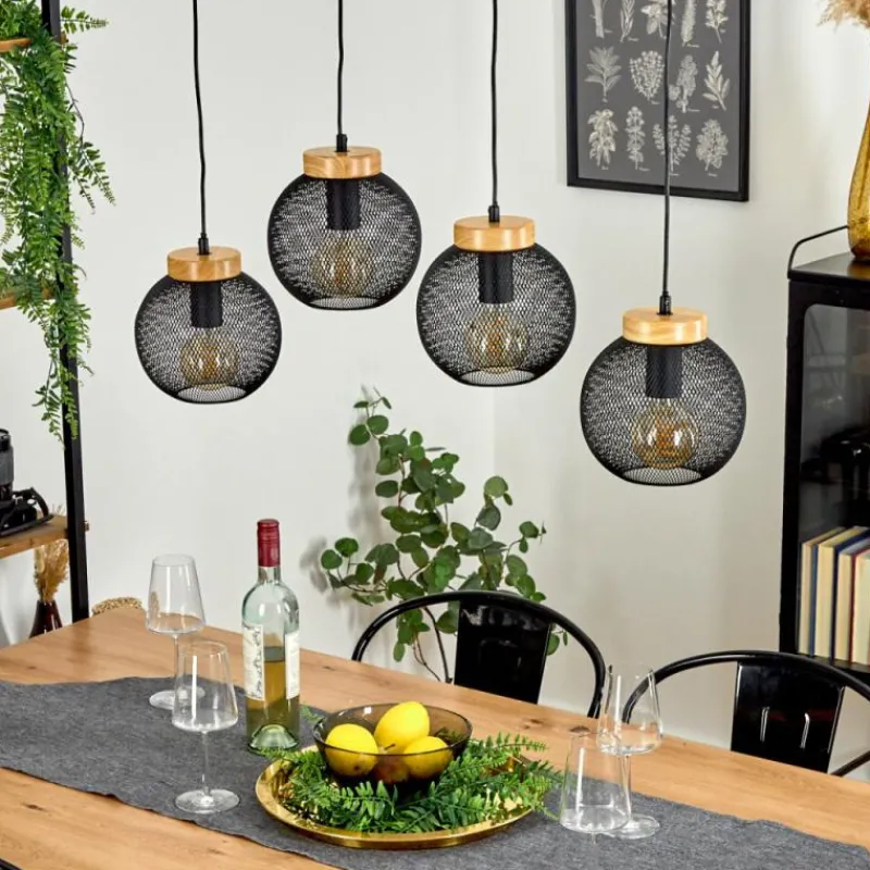 Lampes Industrielles-hofstein Suspension Reiden Noir, 4 lumières