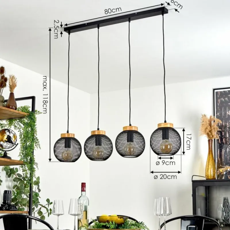 Lampes Industrielles-hofstein Suspension Reiden Noir, 4 lumières