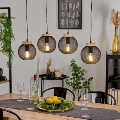 Lampes Industrielles-hofstein Suspension Reiden Noir, 4 lumières
