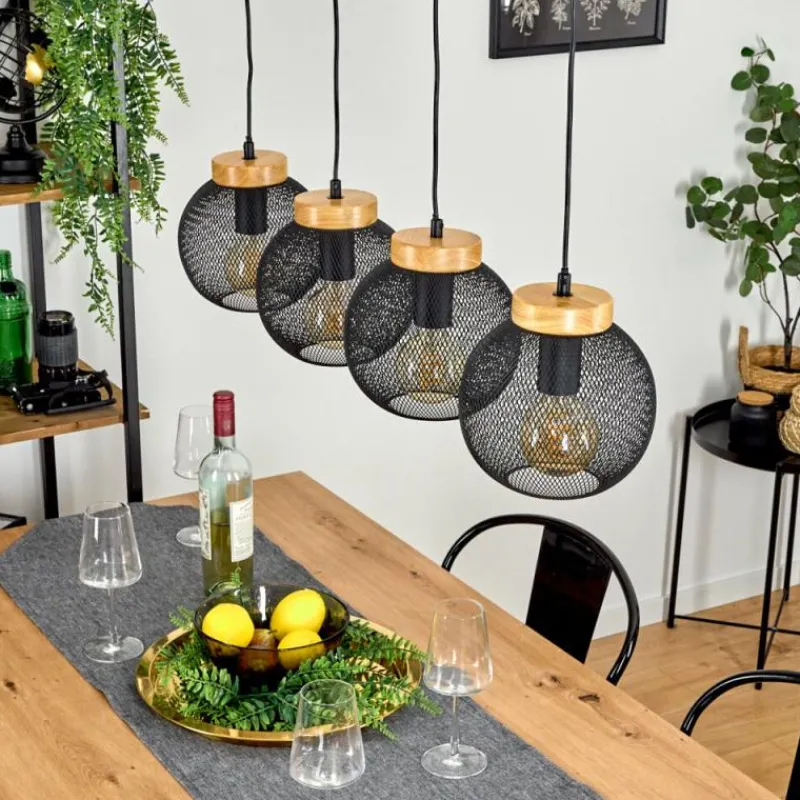 Lampes Industrielles-hofstein Suspension Reiden Noir, 4 lumières