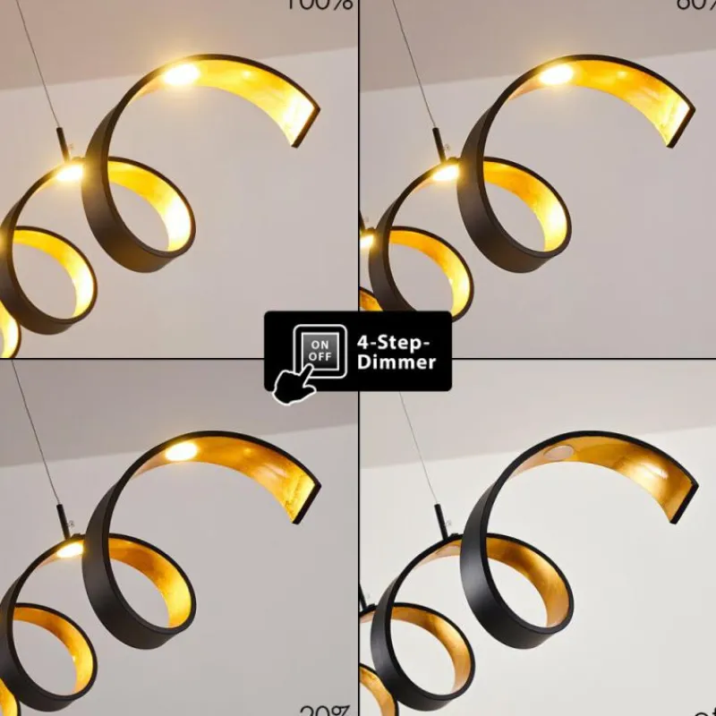 Lampes Dorées-hofstein Suspension Rezat LED Noir doré, 1 lumière