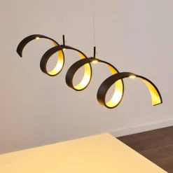 Lampes Dorées-hofstein Suspension Rezat LED Noir doré, 1 lumière