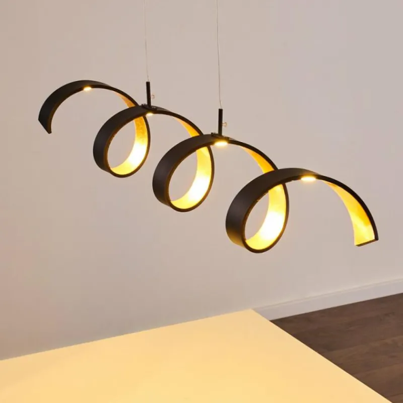 Lampes Dorées-hofstein Suspension Rezat LED Noir doré, 1 lumière