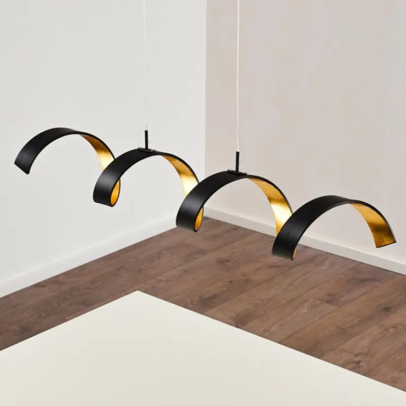 Lampes Dorées-hofstein Suspension Rezat LED Noir doré, 1 lumière