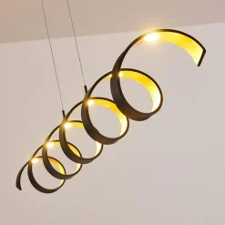 Lampes Dorées-hofstein Suspension Rezat LED Noir doré, 6 lumières