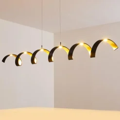 Lampes Dorées-hofstein Suspension Rezat LED Noir doré, 6 lumières