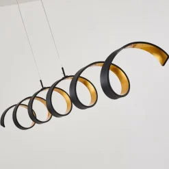 Lampes Dorées-hofstein Suspension Rezat LED Noir doré, 6 lumières