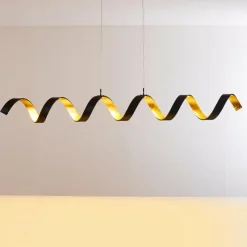Lampes Dorées-hofstein Suspension Rezat LED Noir doré, 6 lumières