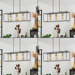 Lampes Vintages & Rétros-hofstein Suspension Rhazuns Laiton, Noir, 3 lumières