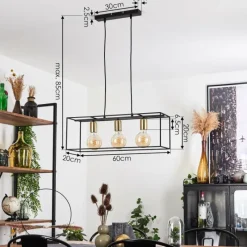 Lampes Vintages & Rétros-hofstein Suspension Rhazuns Laiton, Noir, 3 lumières