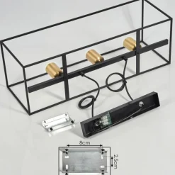 Lampes Vintages & Rétros-hofstein Suspension Rhazuns Laiton, Noir, 3 lumières