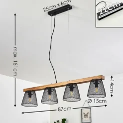 Luminaires Rustiques-hofstein Suspension Rhodes Bois foncé, Noir, 4 lumières