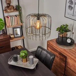 Lampes Dorées-hofstein Suspension Ribellasca Noir, 1 lumière