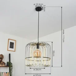 Lampes Dorées-hofstein Suspension Ribellasca Noir, 1 lumière