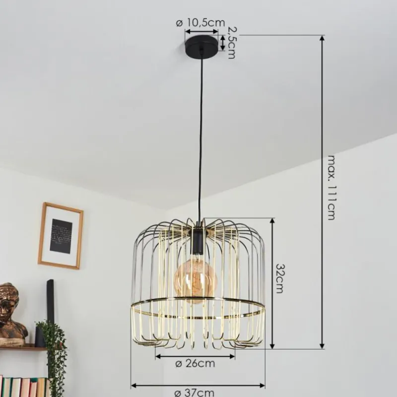Lampes Dorées-hofstein Suspension Ribellasca Noir, 1 lumière