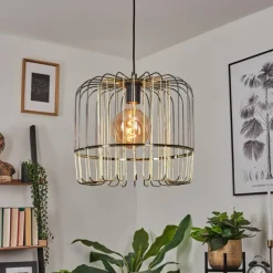 Lampes Dorées-hofstein Suspension Ribellasca Noir, 1 lumière