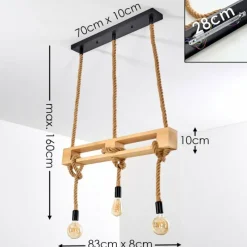 Luminaires Scandinaves-hofstein Suspension Riekje Brun, Bois clair, Noir, 3 lumières