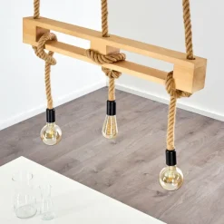 Luminaires Scandinaves-hofstein Suspension Riekje Brun, Bois clair, Noir, 3 lumières